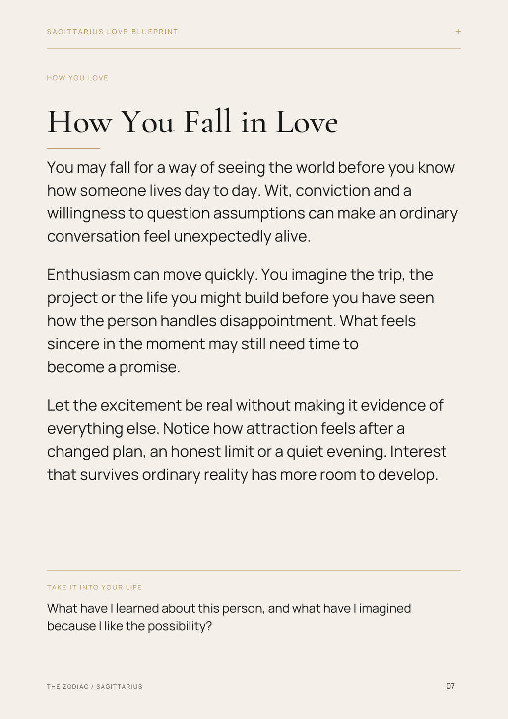 Free preview: Sagittarius How You Fall in Love reading page