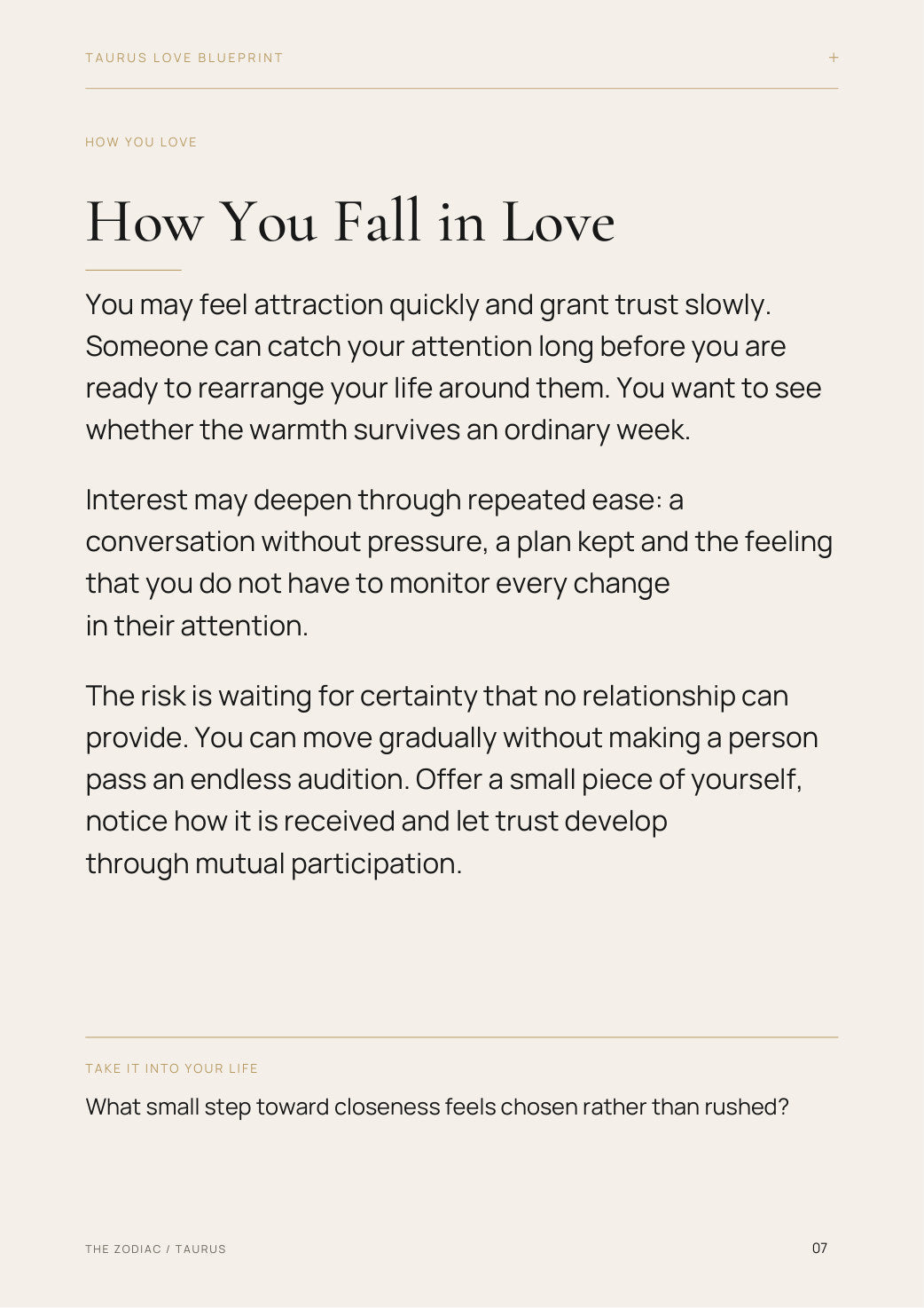 Free preview: Taurus How You Fall in Love reading page