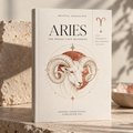 Aries – The Zodiac Love Blueprint, elegant cream book-style digital PDF cover with hand-drawn ram