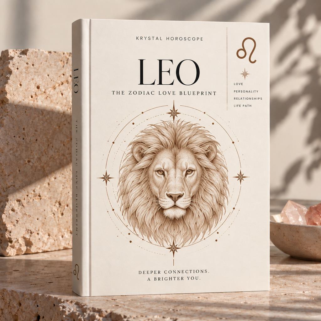 Leo – The Zodiac Love Blueprint, cream book cover with fine engraved lion illustration